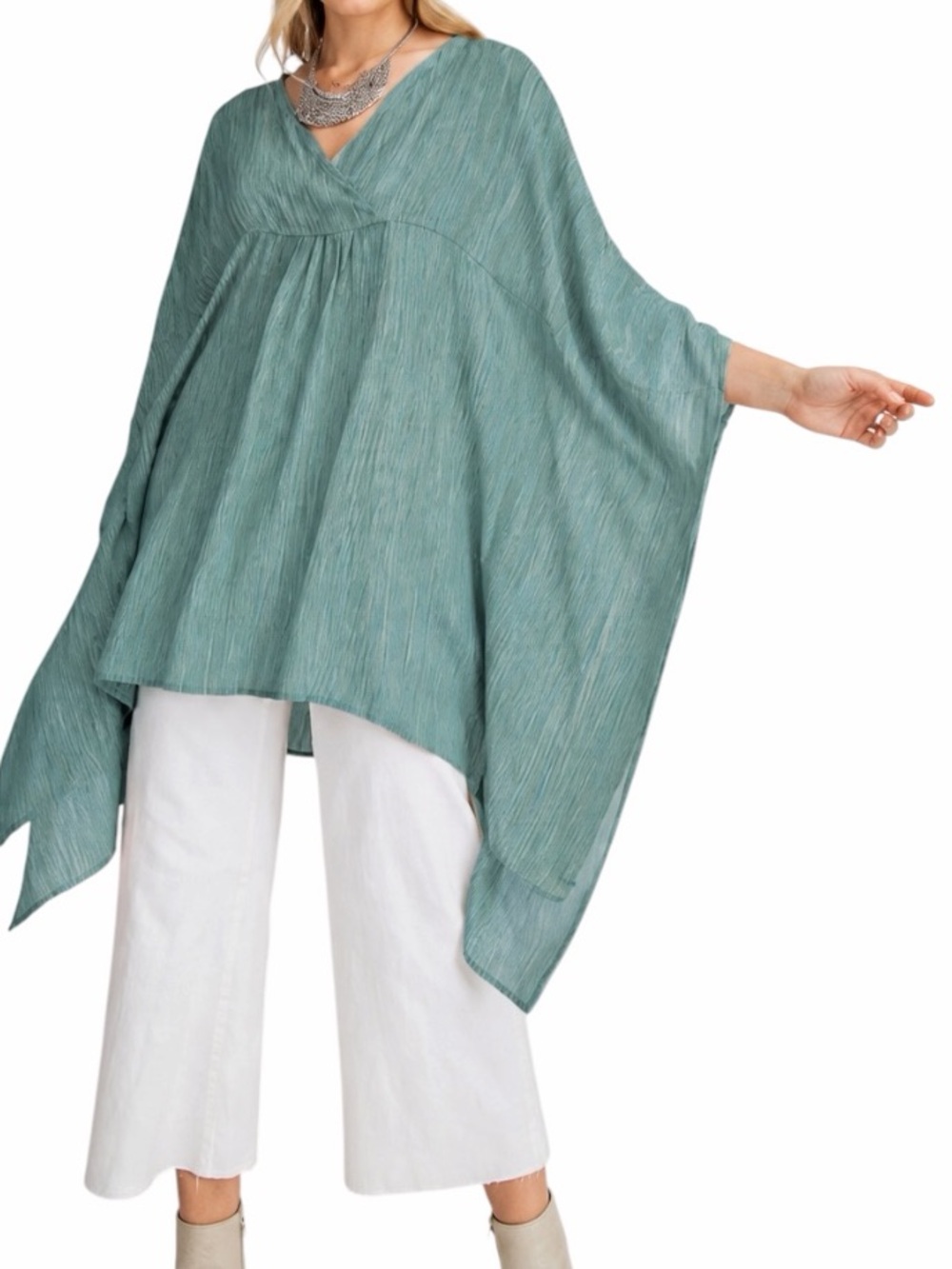 EASEL Blue Green Oversized Poncho